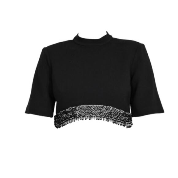Jonathan Simkhai Black Short Sleeve Crop Top NWT - Picture 2 of 9